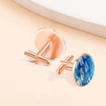 thumbnail image 7 of PhooArto Men's Classic Stainless Steel, Ocean Blue Crocodile Patterns Cufflinks Business Wedding Shirts, Rose Gold, 7 of 7