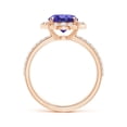 thumbnail image 2 of Angara Natural 1.8 Ct. Tanzanite with Diamond Halo Ring in 14K Rose Gold for Women (Ring Size: 3), 2 of 4