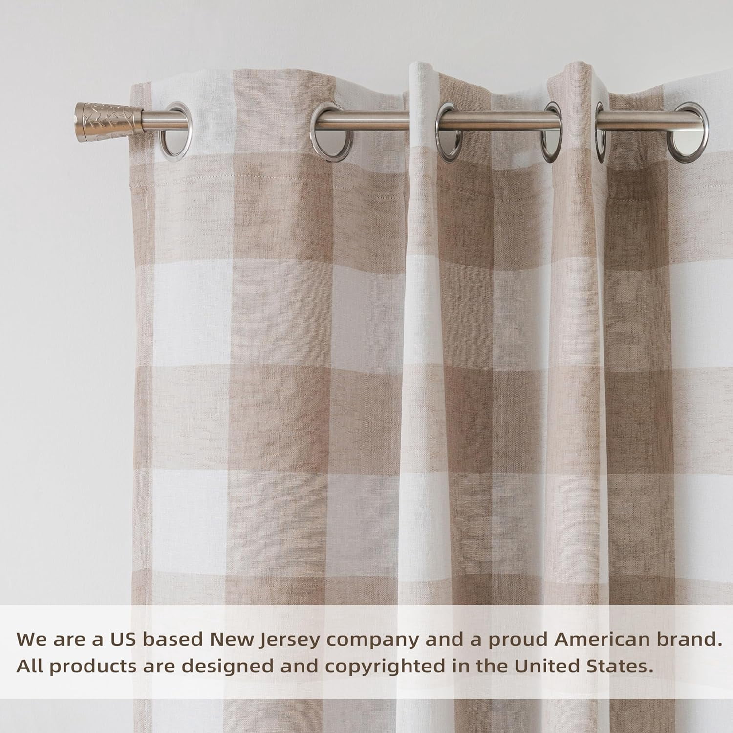 DriftAway Buffalo Check Woven Plaid Pattern Lined Blackout Thermal Insulated Window Curtain Grommet, 2 Panels, 52" x 96", Taupe