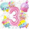 thumbnail image 1 of Set de globos PRELITER Pink Ice Cream para fiesta de tercer cumpleaños, 1 of 7
