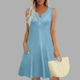 thumbnail image 3 of Fashion Beach Dresses for Womens 2026 Summer Plus Size Casual Solid Color V-Neck Pullover Short Sleeved Short Skirt Dress, 3 of 8