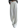 thumbnail image 1 of Gibobby Pantalones mujer invierno Pantalones largos informales de cintura alta para mujer, pantalones largos de pierna ancha, pantalones de sarga elástica con bolsillo(Blanco,XG), 1 of 5