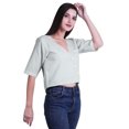 thumbnail image 4 of Moomaya Printed Cotton Top For Womens V-neck Crop Top Elbow Sleeve Summer Blouse T-shirt, 4 of 7