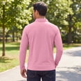 thumbnail image 4 of Men's Designed Solid Long-Sleeve Collared Golf Polo Shirts | Casual Solid Fit Men's Long-Sleeve Golf Polo Shirt Pink XXXL, 4 of 5