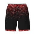 thumbnail image 4 of Lsque Mens Swim Trunks Red Glitter1 Pattern - Bathing Suit Compression Liner - Beach Swim Shorts Swimwear - (S-3XL) - Stretch Quick Dry -X-Large, 4 of 9