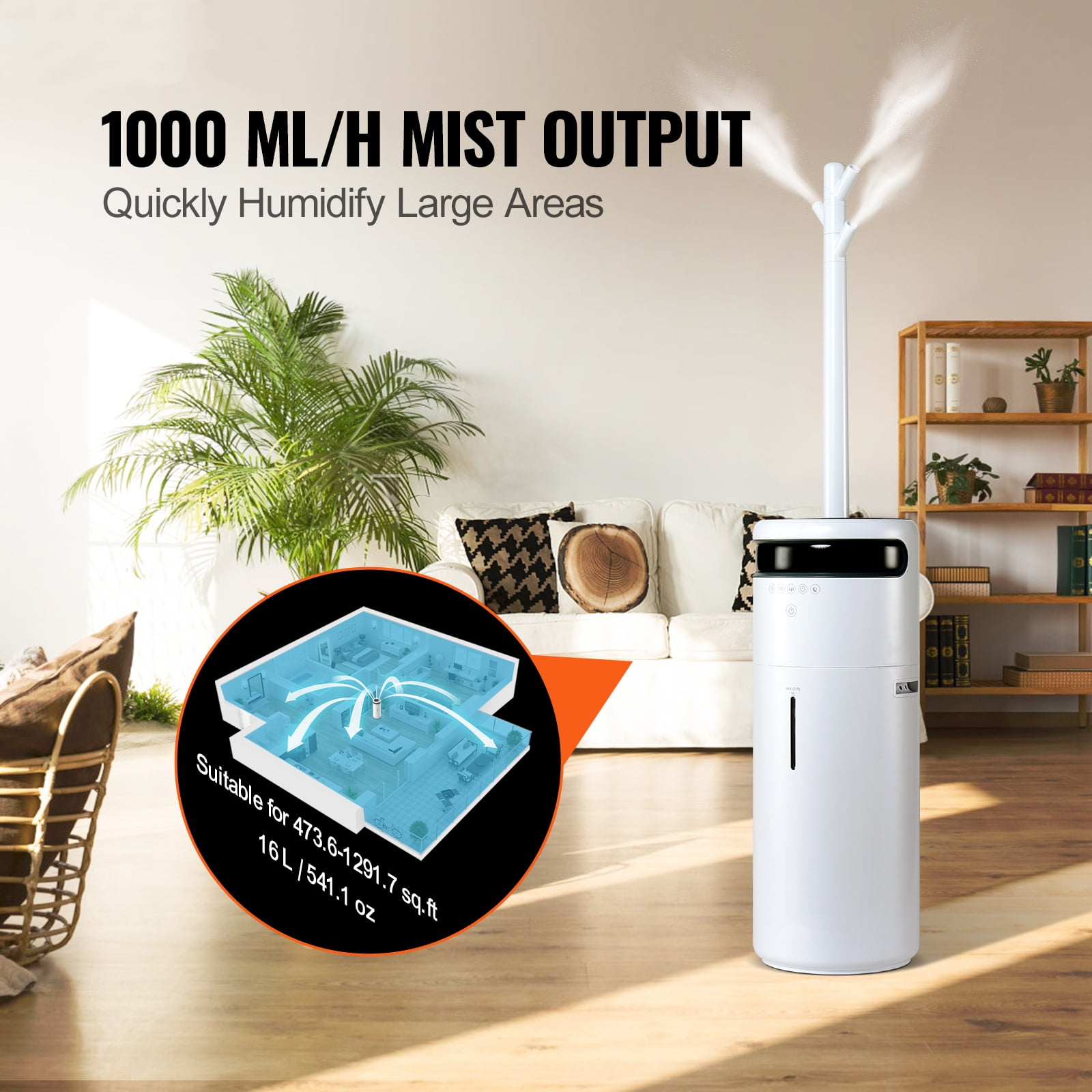 SKYSHALO 16 L 1291.7 sq ft Cool Mist Humidifier, White