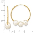thumbnail image 2 of 14k Gold 6-7mm Semi-round White Freshwater Cultured Pearl Hoop Earrings Dangle 27.25x25mm Hoop Earring for Women, 2 of 2
