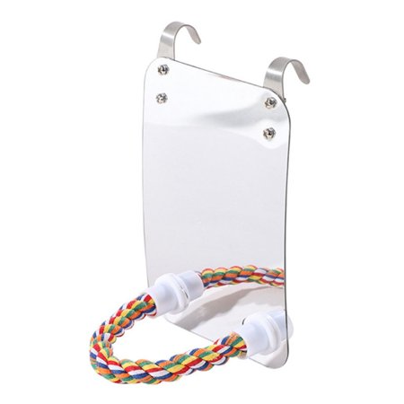 Finch with Rope Acrylic Cage Accessories Parakeet Swing Perch Stand Parrot Toys Brid Mirror S
