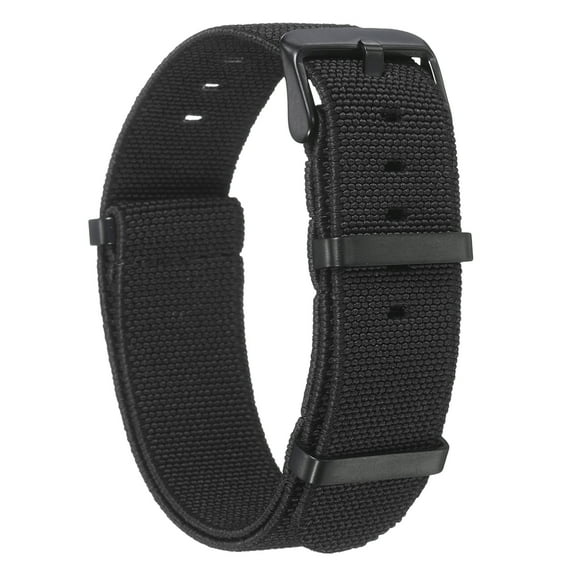 Uxcell Elastic Nylon Watch Band 22mm One-Piece French Watch Strap Waterproof Replacement Wristwatch Strap with Black Buckle for Men Women, Black