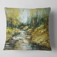 thumbnail image 2 of Designart Creek in the Forest Oil Painting - Landscape Painting Throw Pillow - 16x16, 2 of 5