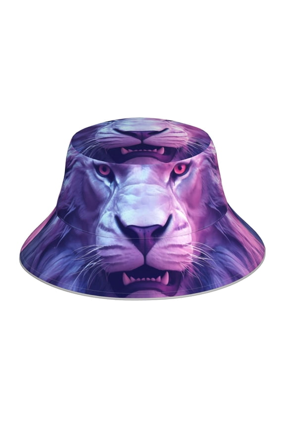 Cool Lion Head Print Men and Women Night Reflective Hat Runner Cap Visor Bucket Hat Boonie Cap