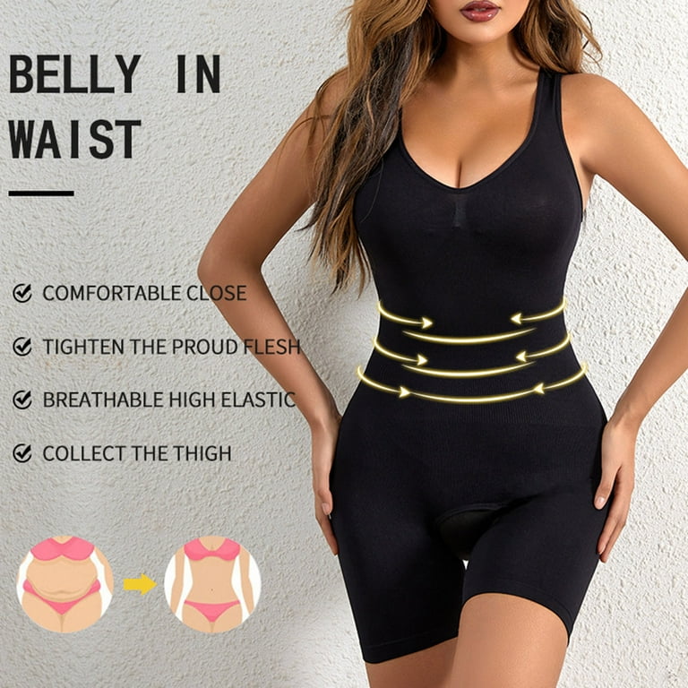 Crotchless Shapewear for Women Tummy Control Butt Lifting Bodysuit Seamless Body  Shaper Round Neck Jumpsuits 