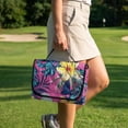 thumbnail image 3 of COEQINE Golf Cart Seat Cushion Cover, Portable Design Folds with Handle, Universal Fit 51.2x30.3", Quilted Comfort Padding with 4 Pockets, for 2/4 Person Seats, Tropical Plumeria Leaf Pink, 3 of 8