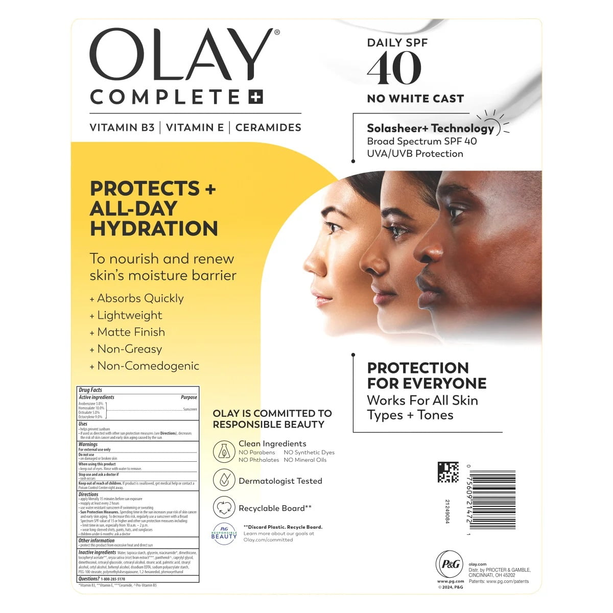 Olay Complete+ Moisturizer with SPF 40 Sensitive, 6 Fluid Ounce (Pack of 2)
