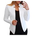 thumbnail image 2 of Pxiakgy Women Fashion Casual Solid Long Sleeve Open Front Notched Collar Suit Cardigan Office Ladies Jacket Coat White1 + XL, 2 of 6