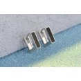 thumbnail image 3 of GKNET Womens 925 Silver Hoop Huggie Earrings Black Square Ear Clip Jewelry, 3 of 6