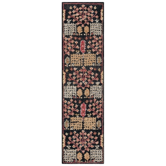 SAFAVIEH Aspen Wilhelmina Floral Wool Runner Rug, Black/Red, 2'3" x 13'