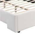 thumbnail image 3 of Queen Upholstered Platform Bed with Wingback Headboard, No Box Spring Needed, Soft Fabric, Modern White Bed Frame for Bedroom, 3 of 8