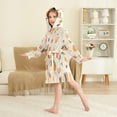 thumbnail image 4 of FORMRS Niños Bathrobe Unisex Hooded Robe Soft Plush Pajamas Sleepwear, Size 10-12T, Beige Fall Acorns Pattern, 4 of 7
