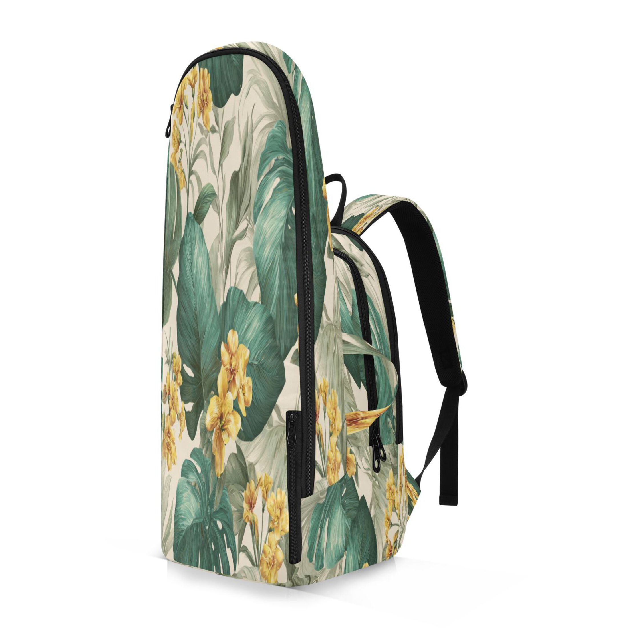 2 Racquet Holder Tennis Backpack Tennis Racket Covers Gym Bags Tropical Plants and Flowers