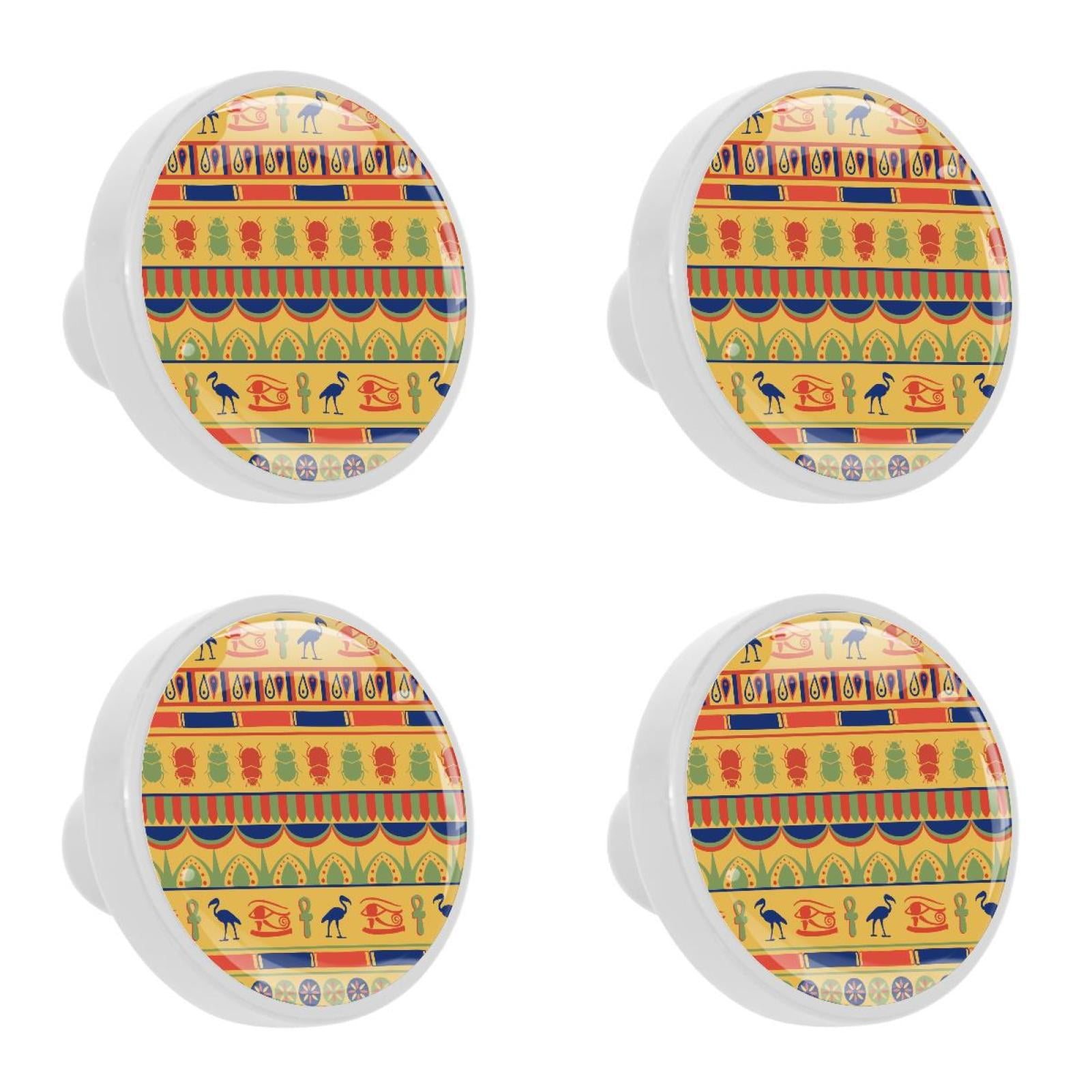 4 Pcs Egyptian Hieroglyphics Knobs for Kitchen Cupboard Dresser