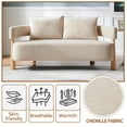 thumbnail image 3 of Loveseat Sofa with High-Resilience Cushions, Ergonomic Design with Arched Arms, Sturdy Hardwood Legs, Soft Velvet Upholstery, Includes Floor Protection Pads, Easy Assembly, Pebble, 3 of 10