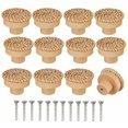thumbnail image 1 of Lot de 12 Boutons de Commode en Rotin de Style Bohème - Faits à la Main - Inclus Vis - Convient pour Meubles en Bois, Tiroirs, Armoires, 1 of 4