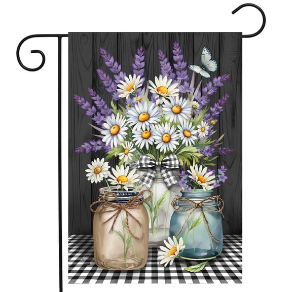 Briarwood Lane Spring Garden Flag 12x18 For Outdoor Lavender and Daisies Checkered For Spring Garden Flag Flags For Outside