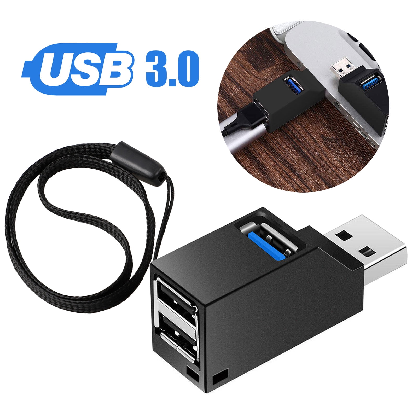 Mini USB 2.0/3.0 Hub 3 Ports Portable USB Hub 5Gbps High Speed Slim Hub USB NEW