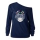 thumbnail image 4 of Tops cómodos con estampado navideño de manga larga con un hombro para mujer Fridja  FKASFK3573, 4 of 4