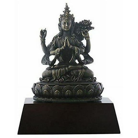 Ebros 8 Inch Avalokiteshvara Four Armed Meditating Figurine Statue