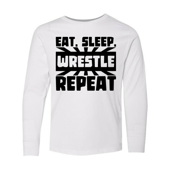 Inktastic Eat, Sleep, Wrestle, Repeat Long Sleeve Youth T-Shirt