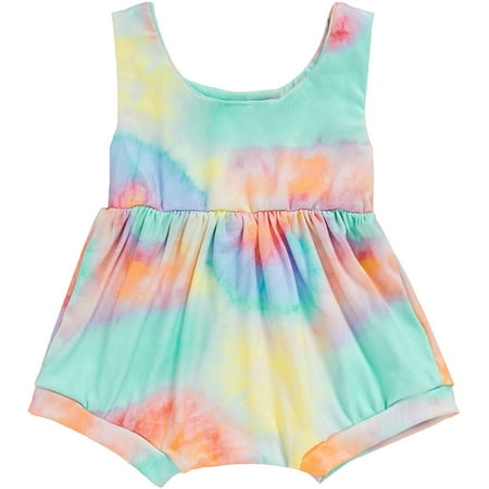 

Viworld Infant Baby Girl Tie-Dye Romper Infant Girl Sleeveless Halter Oneies Jumpsuit Summer Outfits