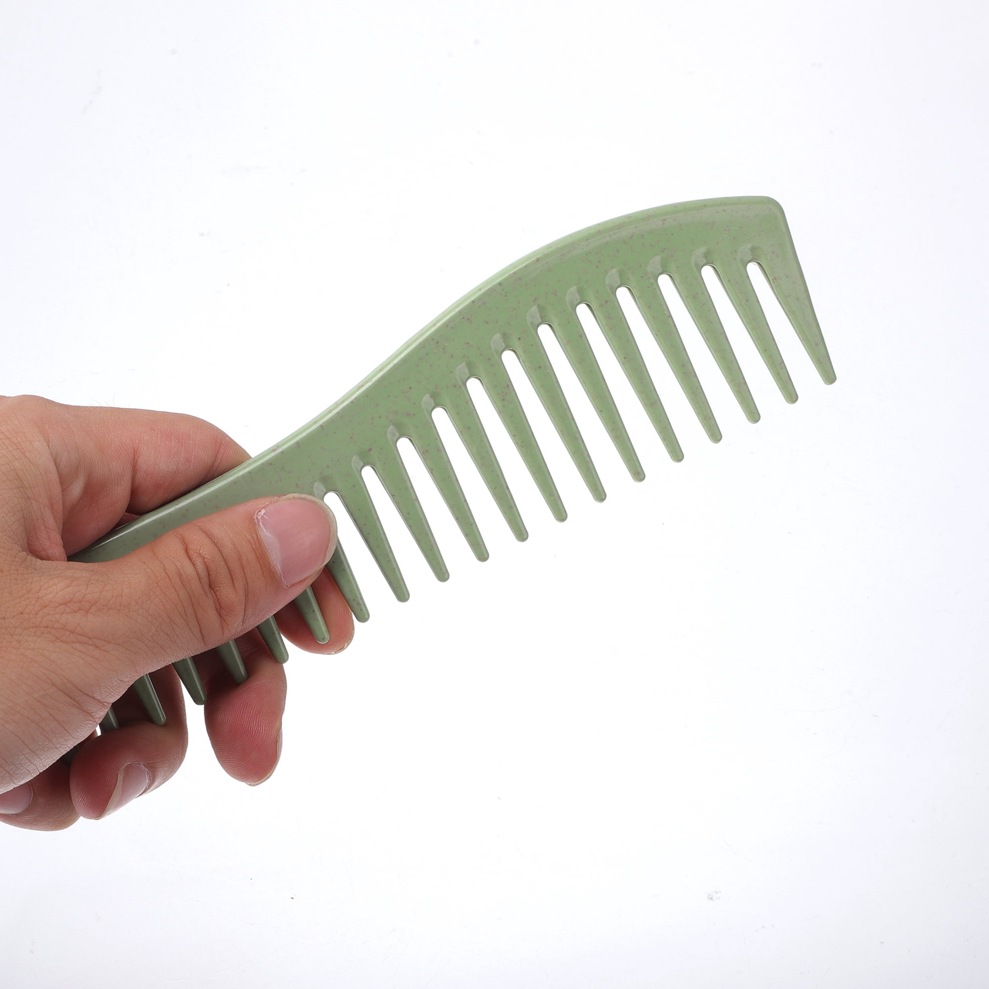 Unique Bargains 1 Pc Women S Shaped Wide Tooth Straightening Comb for Curly Hair Green