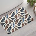 thumbnail image 2 of Blue and Brown Feather Pattern Bathroom Rugs Mat,Non Slip Microfiber Bathroom Rug,Rubber Backing,Soft Bathroom Mats for Bathroom Floor,Tub and Shower,17x27in(43x68cm), 2 of 5