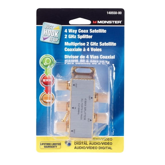 Monster Jhiu 140558-00 4 Way Satellite Splitter