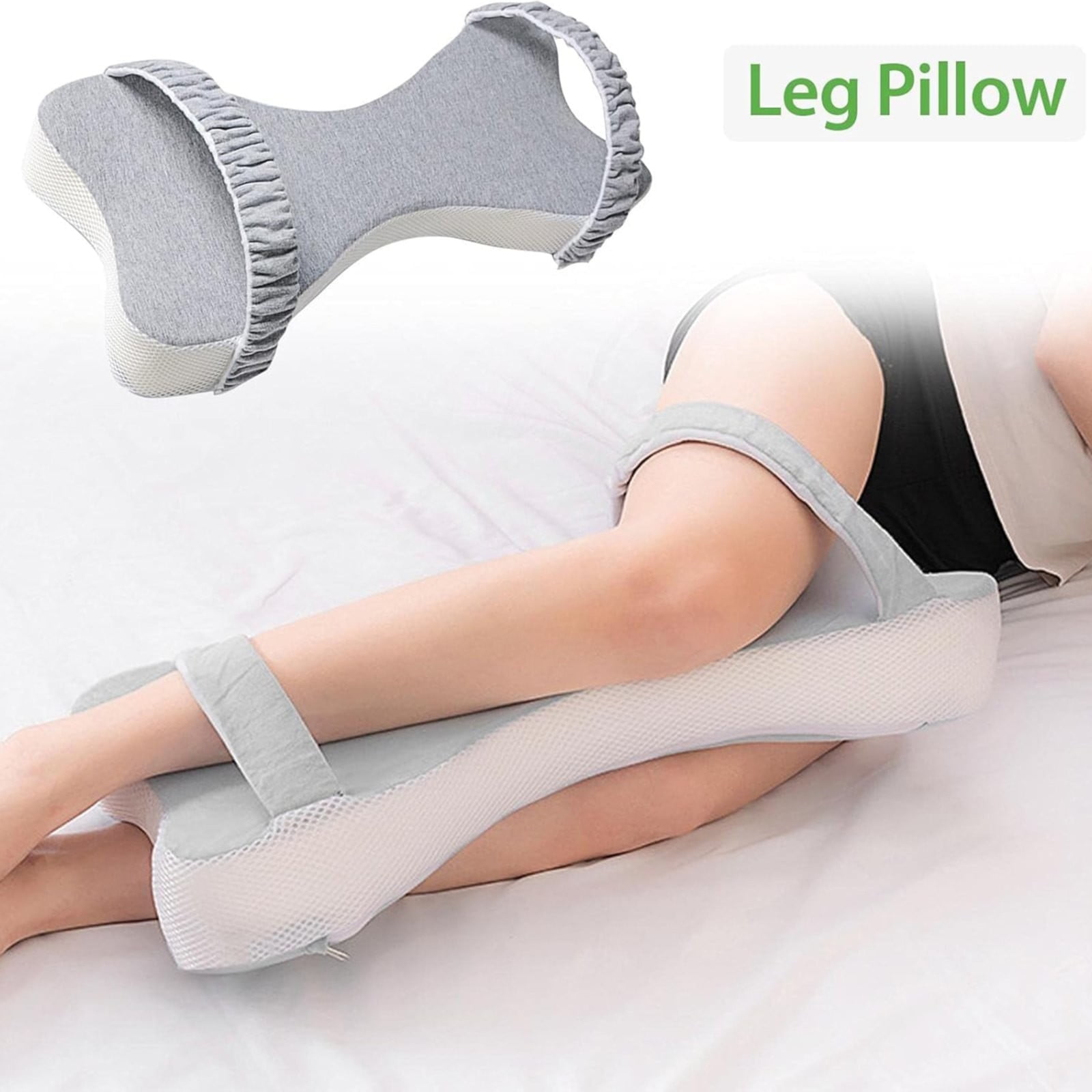 Uanit Side Sleepers Knee Leg Pillow Leg Pillow for Side Sleeping with Strap Memory Foam Wedge Contour Spacer Cushion for Back, Hip Knee Pregnancy Sciatica Pain Relief Free Sleep