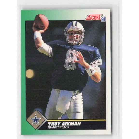 1991 Score Troy Aikman #225 Dallas Cowboys NFL Football Trading Card Clean Card
