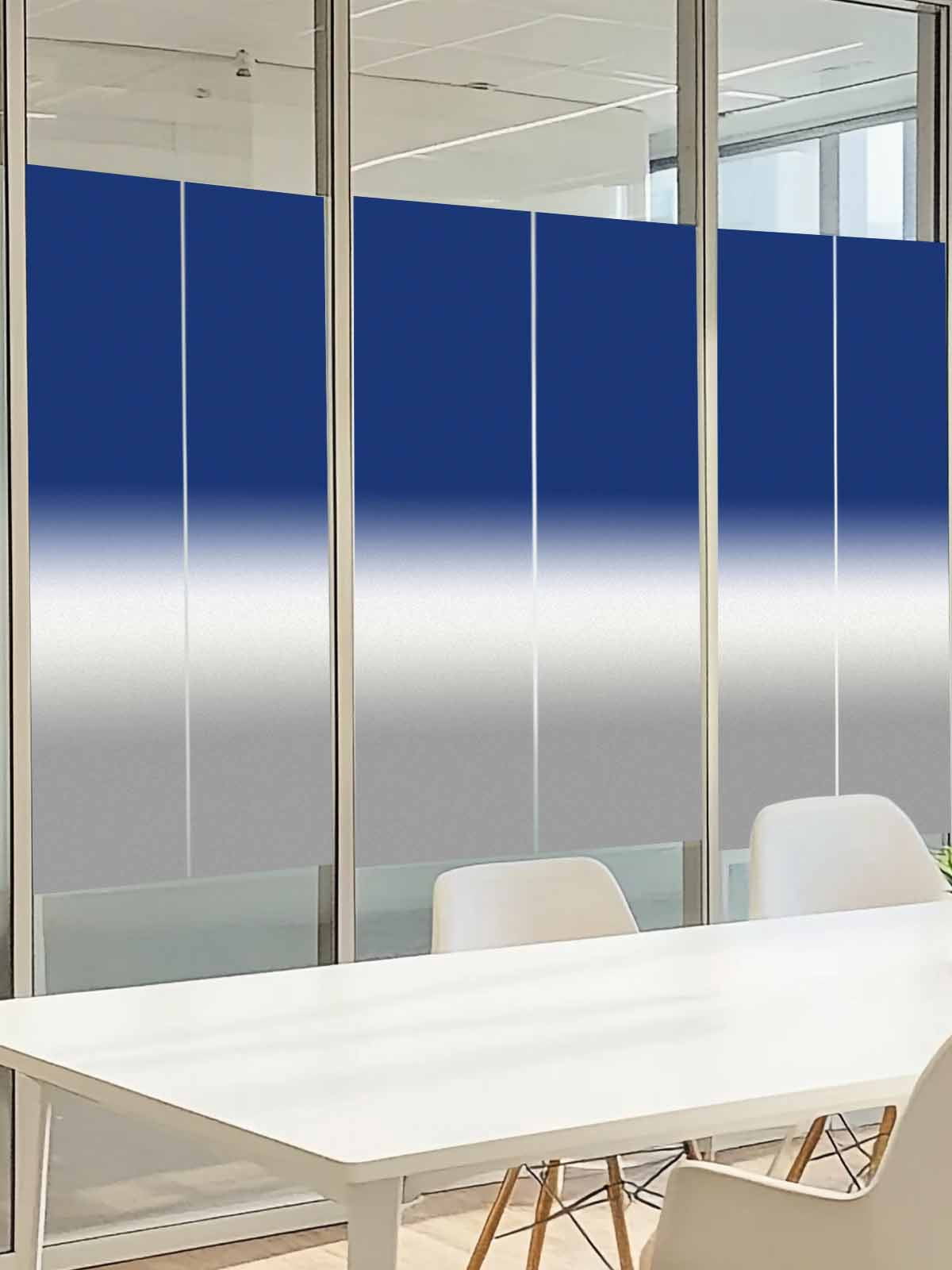 Navy Blue Grey Ombre Window Privacy Film, Modern Abstract Gray Gradient Frosted Glass Window Clings Static Cling UV Heat Blocking Reusable Door Sticker for Bathroom 23.6 x 59 Inch