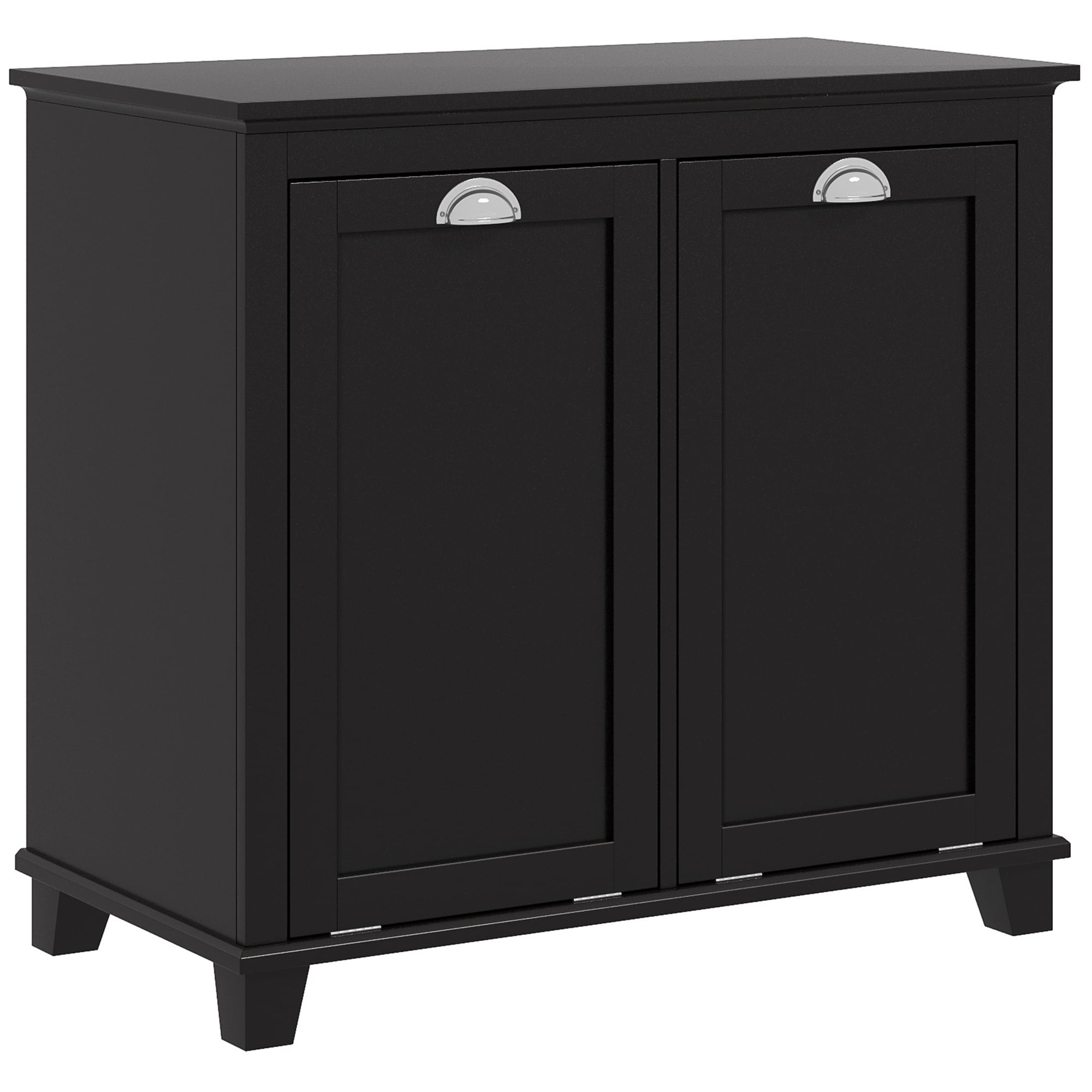 HOMCOM Tilt-Out Laundry Sorter Bathroom Cabinet, Black