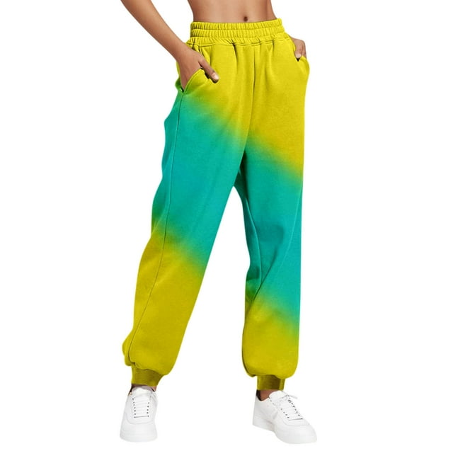 Yuyuzo 2023 Pantalon de Survêtement pour Femmes Taille Élastique Couleur Dégradée Bas Resserré Pantalon de Survêtement avec Poches