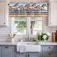 thumbnail image 2 of Western Horse Valances for Windows Vintage Watercolor Brown Grey Running Horses Valance Curtains Rod Pocket Bathroom Small Window Treatments for Kitchen Living Room Bedroom, 54"x18", 2 of 7