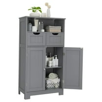 Drevy Multifunctional Floor Cabinet, Freestanding Bathroom Cabinet with Removable Drawers and Adjustable Shelf for Bathroom, Living Room, Bedroom or Entryway, 24 x 12 x 43 inches (Grey)