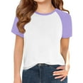 thumbnail image 4 of YunPes Girls' Short Sleeved Fashionable Casual Tops Kids Girls T Shirts Casual Short Sleeve Crewneck Color Block Summer Tees Plain T Shirts for Kids, 4 of 7