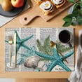 thumbnail image 2 of Coastal Teal Starfish Placemats Set of 8 Summer Ocean Beach Shell Pine Leaf Place Mats Indoor Wipeable Table Mats Washable Cloth Dining Table Placemats for Kitchen Holiday Party Home Decor 13x19 Inch, 2 of 9