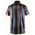 thumbnail image 5 of VSSSJ Men's 70s Disco Shirts Shiny Sequins Button Short Sleeve Party Shirt Glitter Nightclub Prom Costume T-Shirt Multicolor XXL, 5 of 5