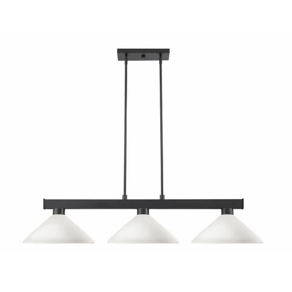 3 Light Billiard in Transitional Style-8 inches Tall and 14 inches Wide-Matte Black Finish-Matte Opal Glass Color Bailey Street Home 372-Bel-4314751