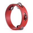 thumbnail image 1 of Tambourine de 6 Pouces pour Adultes, Son de Grelot Agréable, Anneaux de Cloche Rouges à Manivelle, Cloche en Bois et Métal, Instruments de Percussion, Fournitures pour la Maison, l'École et les Fêtes, Rangée Simple, Tambourine en Bois, 1 of 6