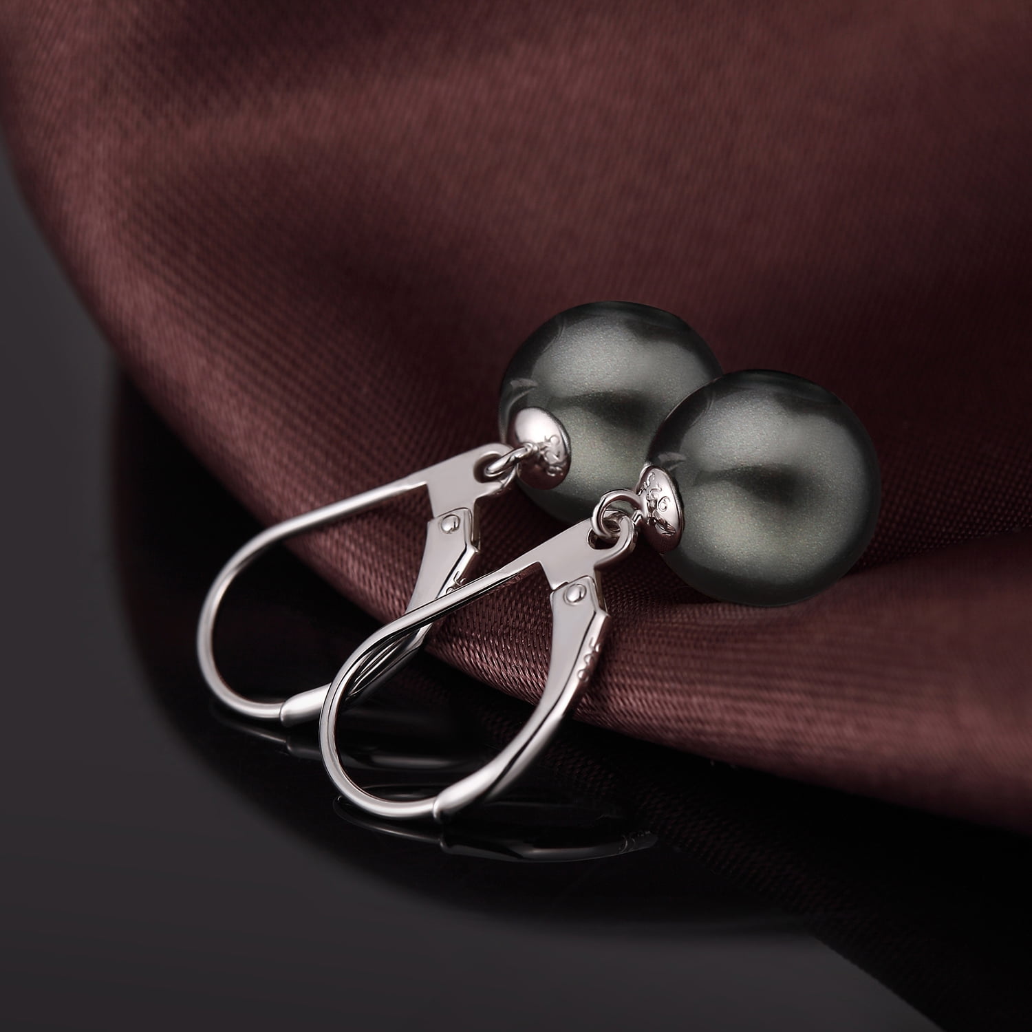 Jiamiaoi Pearl Dangle Earrings Sparkly Diamond Pearl hoop Earrings Pearl Drop Earrings Sterling Silver Pearl Earring Drop
