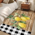 thumbnail image 5 of Hello Summer Lemons Washable Area Rugs 2.7'x5', Farmhouses Fruits Black Plaid Wood Grain Low Pile Throw Living Room Rug Non-Slip Sturdy Edge Binding Carpet for Indoor Entryway Bedside Kitchen, 5 of 9